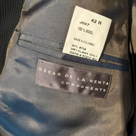 Oscar De La Renta Blazer Sports Coat Men striped office Black 42R - Picture 3 of 7